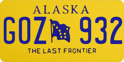 AK license plate GOZ932