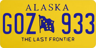 AK license plate GOZ933