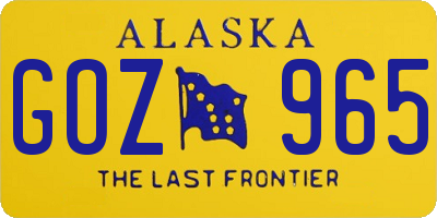 AK license plate GOZ965