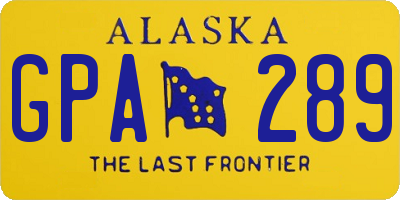 AK license plate GPA289