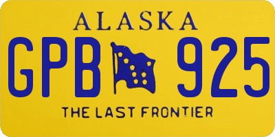 AK license plate GPB925