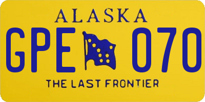 AK license plate GPE070