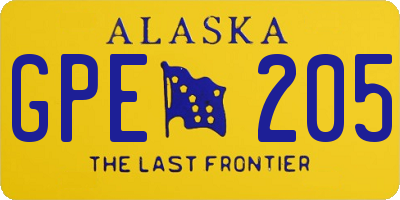 AK license plate GPE205