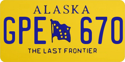 AK license plate GPE670