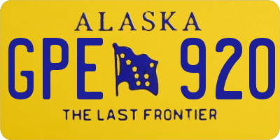 AK license plate GPE920