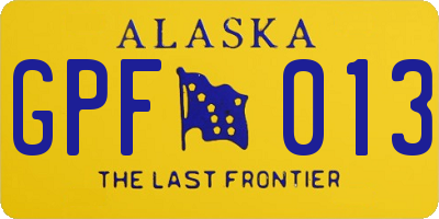 AK license plate GPF013