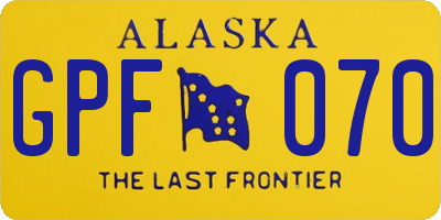 AK license plate GPF070