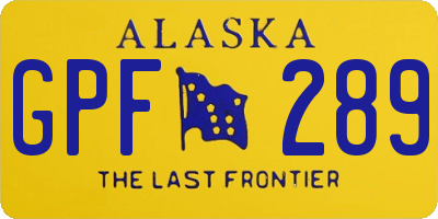 AK license plate GPF289