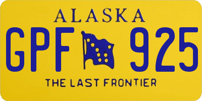 AK license plate GPF925