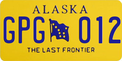 AK license plate GPG012