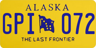 AK license plate GPI072