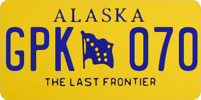 AK license plate GPK070
