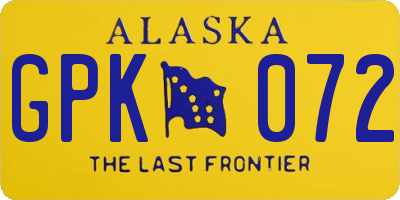 AK license plate GPK072