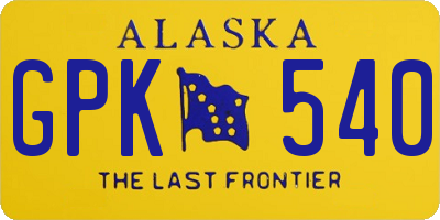 AK license plate GPK540