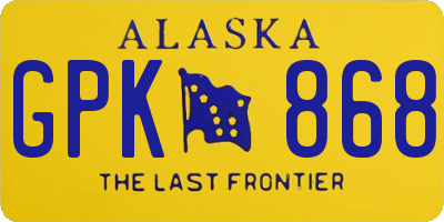 AK license plate GPK868