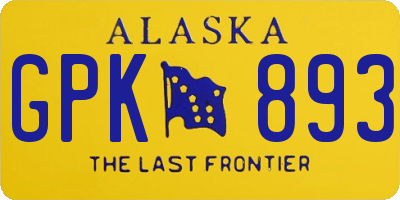 AK license plate GPK893