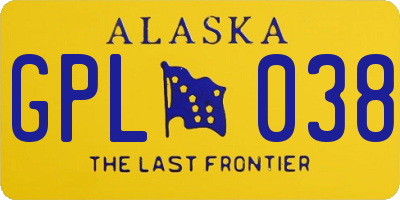 AK license plate GPL038