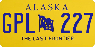 AK license plate GPL227