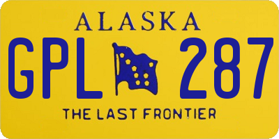 AK license plate GPL287