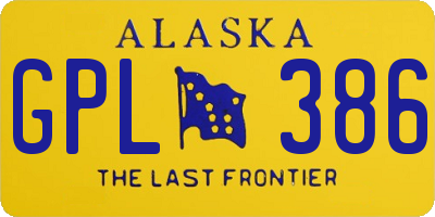 AK license plate GPL386