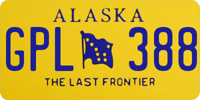 AK license plate GPL388