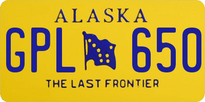 AK license plate GPL650