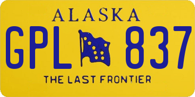 AK license plate GPL837