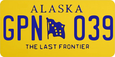 AK license plate GPN039