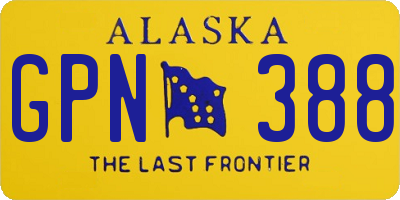 AK license plate GPN388