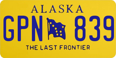 AK license plate GPN839