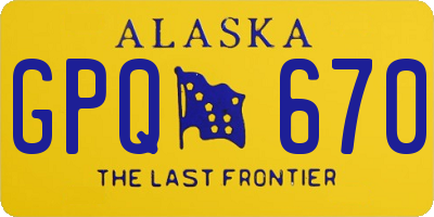 AK license plate GPQ670