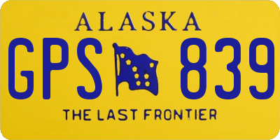 AK license plate GPS839