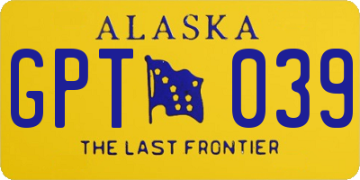 AK license plate GPT039