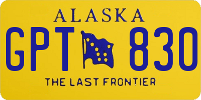 AK license plate GPT830