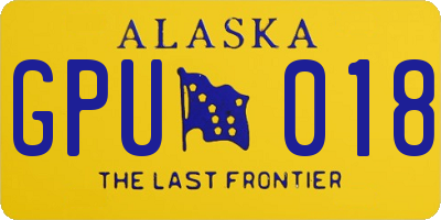 AK license plate GPU018