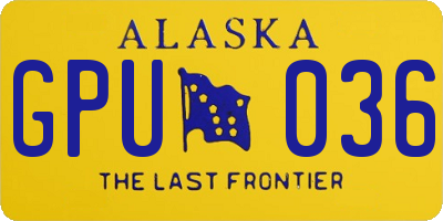 AK license plate GPU036