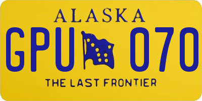 AK license plate GPU070