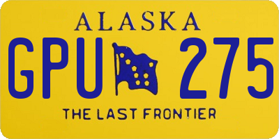AK license plate GPU275