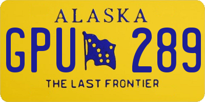 AK license plate GPU289