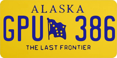 AK license plate GPU386