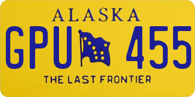 AK license plate GPU455
