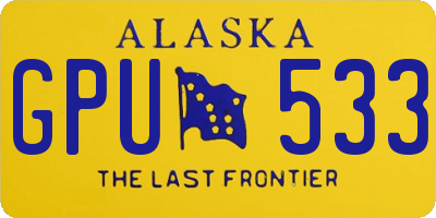 AK license plate GPU533