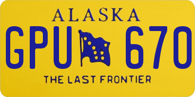 AK license plate GPU670