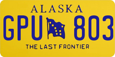 AK license plate GPU803