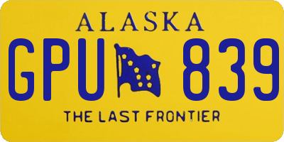 AK license plate GPU839