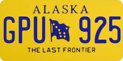 AK license plate GPU925