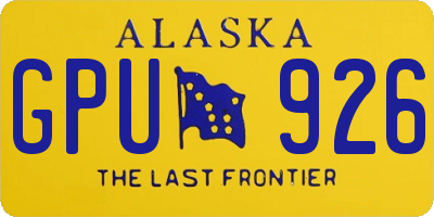AK license plate GPU926