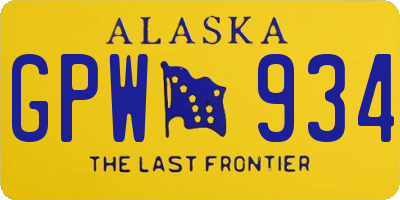 AK license plate GPW934