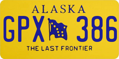 AK license plate GPX386