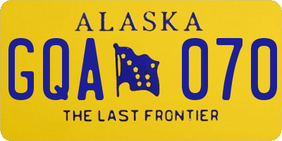 AK license plate GQA070